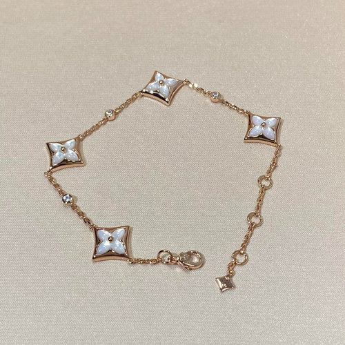 [Leaves]STAR 4 MOTIF MOP DIAMOND ROSE GOLD BRACELET