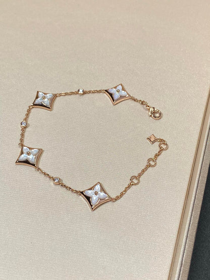 [Leaves]STAR 4 MOTIF MOP DIAMOND ROSE GOLD BRACELET