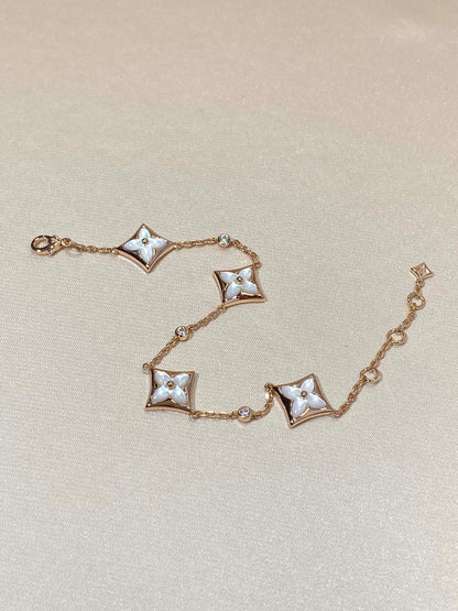 [Leaves]STAR 4 MOTIF MOP DIAMOND ROSE GOLD BRACELET