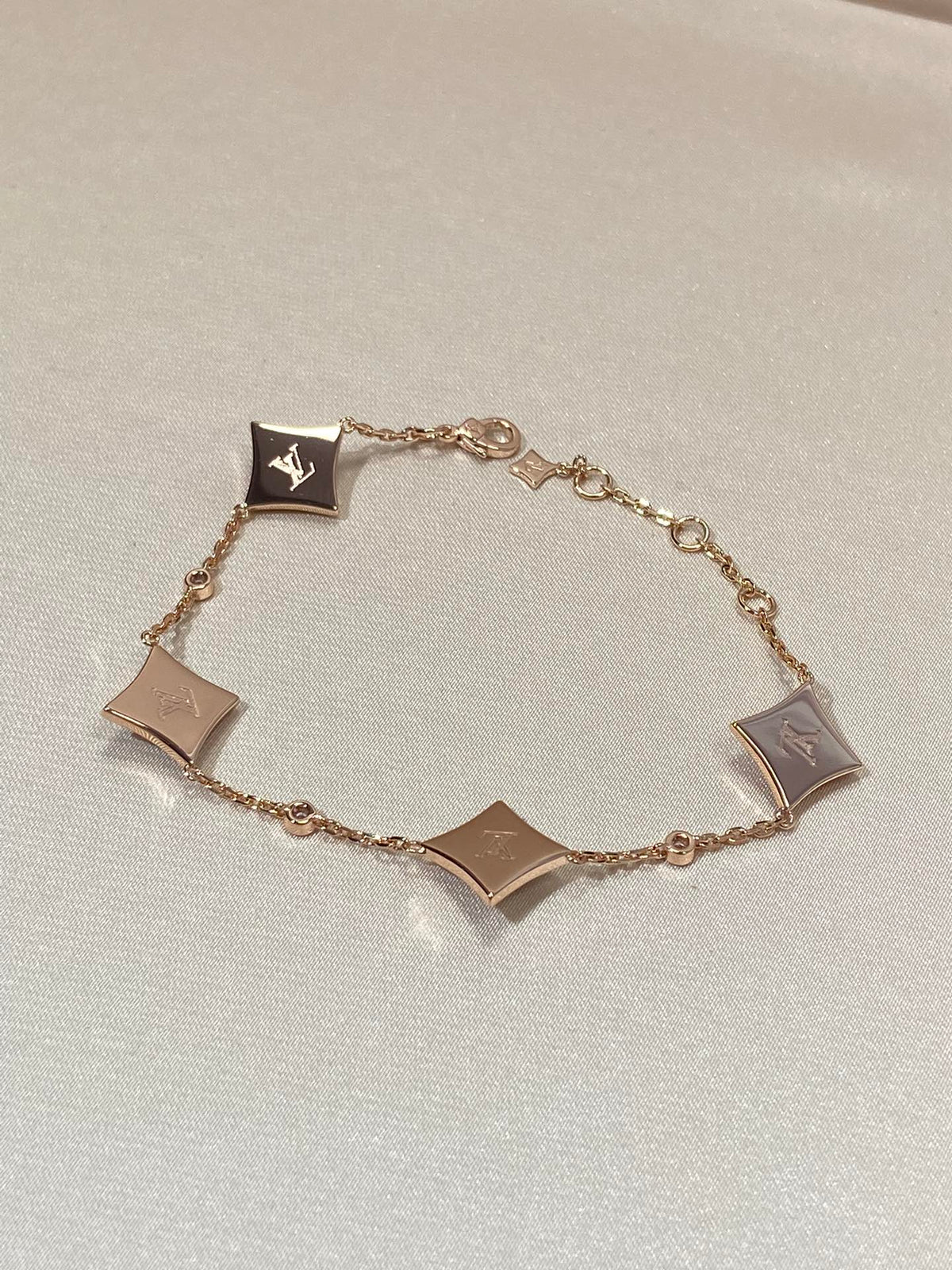 [Leaves]STAR 4 MOTIF MOP DIAMOND PINK GOLD BRACELET