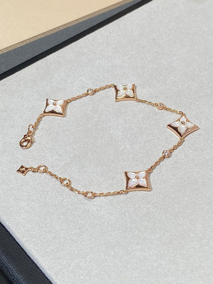 [Leaves]STAR 4 MOTIF MOP DIAMOND ROSE GOLD BRACELET