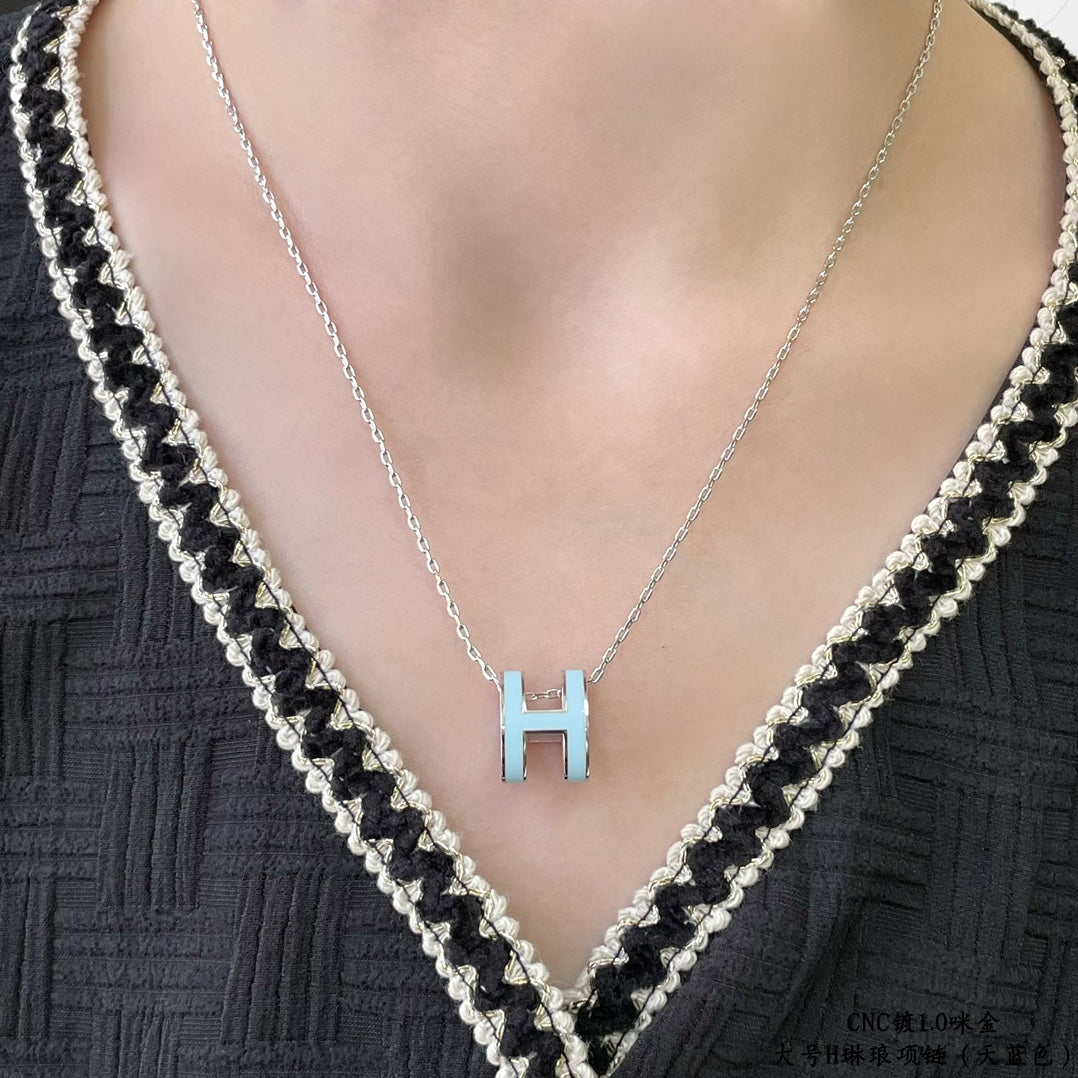 [Leaves]POP H SKY BLUE NECKLACE