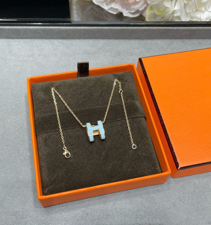 [Leaves]POP H SKY BLUE NECKLACE