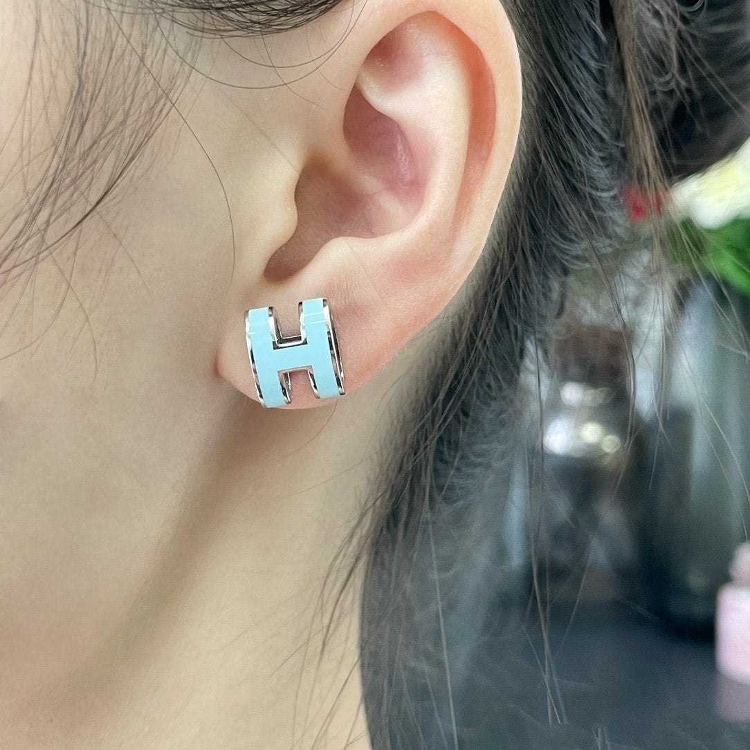 [Leaves]POP H SKY BLUE STUD EARRINGS
