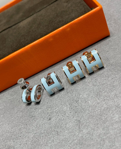 [Leaves]POP H SKY BLUE STUD EARRINGS