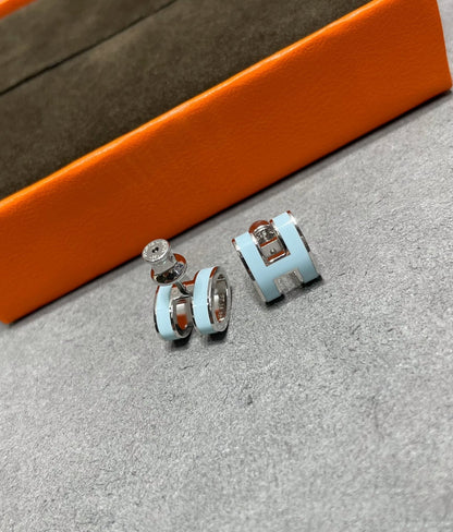 [Leaves]POP H SKY BLUE STUD EARRINGS