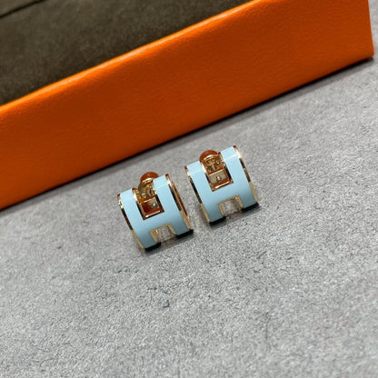 [Leaves]POP H SKY BLUE STUD EARRINGS