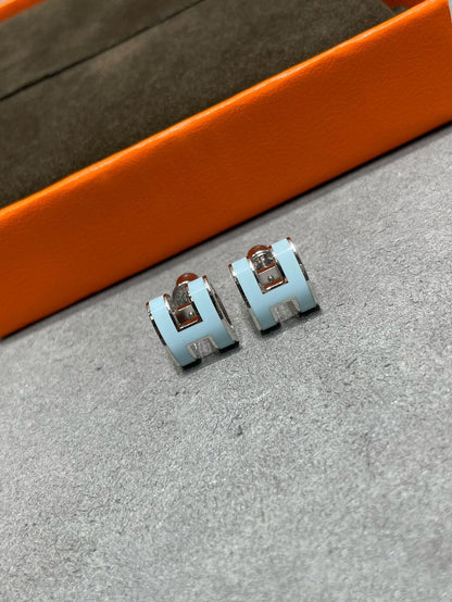 [Leaves]POP H SKY BLUE STUD EARRINGS