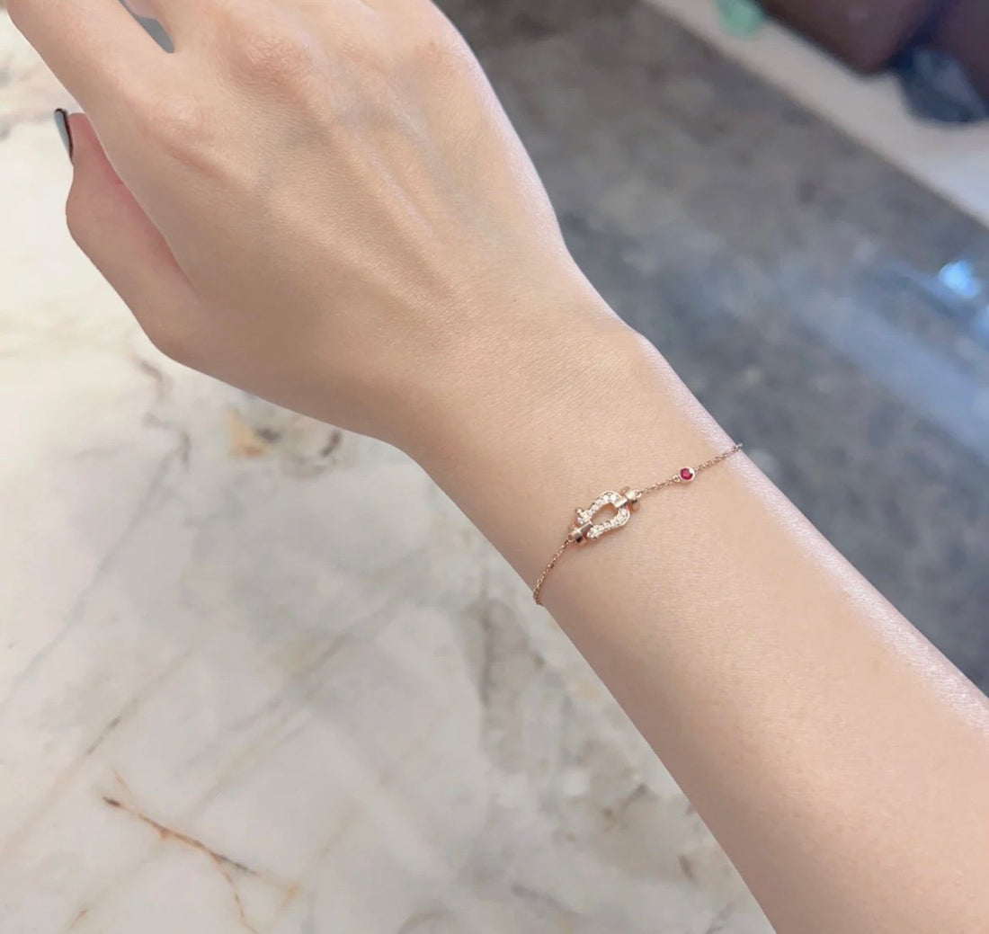 [Leaves]FORCE 10 DIAMOND CHAIN LINK PINK GOLD BRACELET