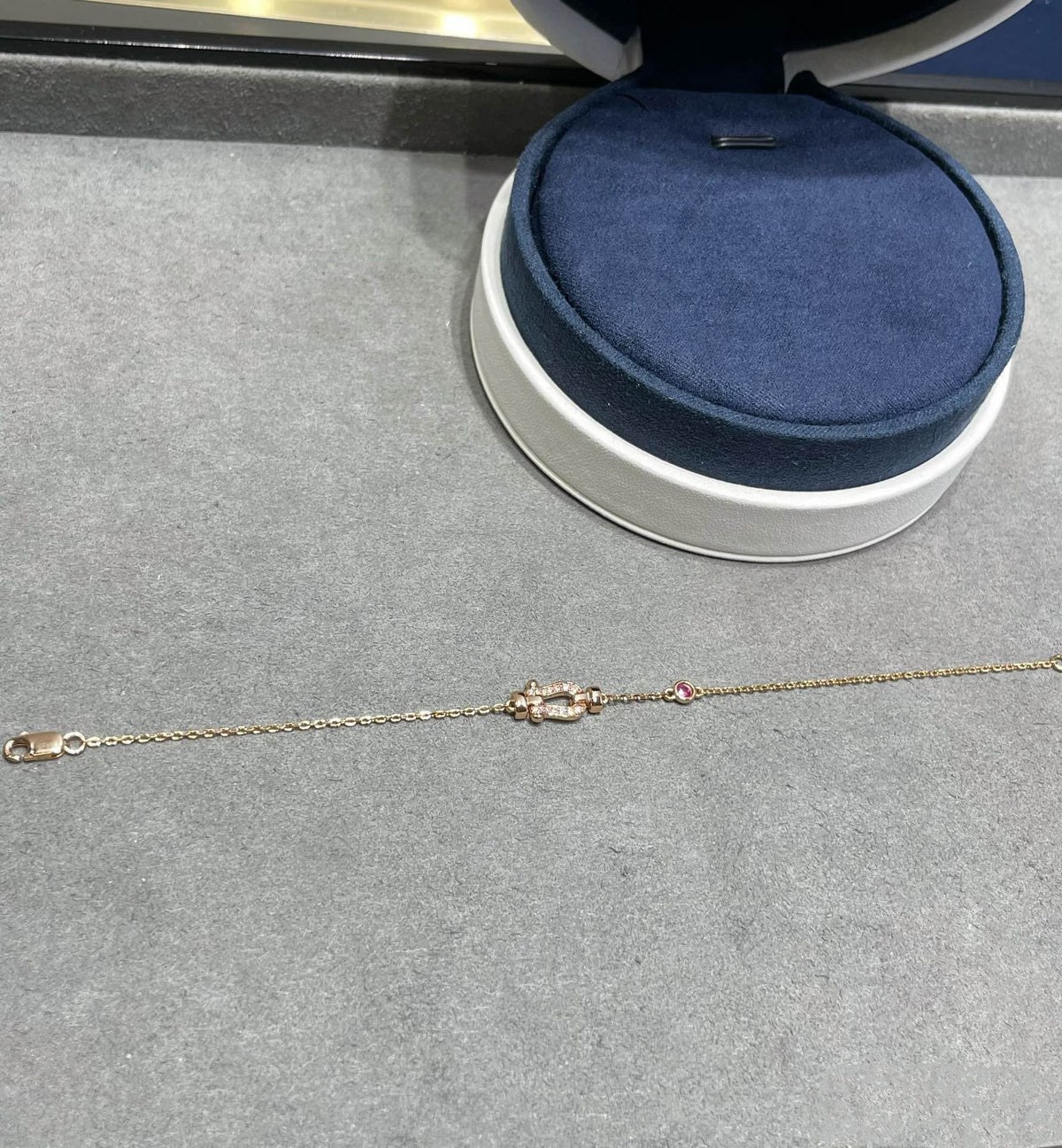 [Leaves]FORCE 10 DIAMOND CHAIN LINK PINK GOLD BRACELET
