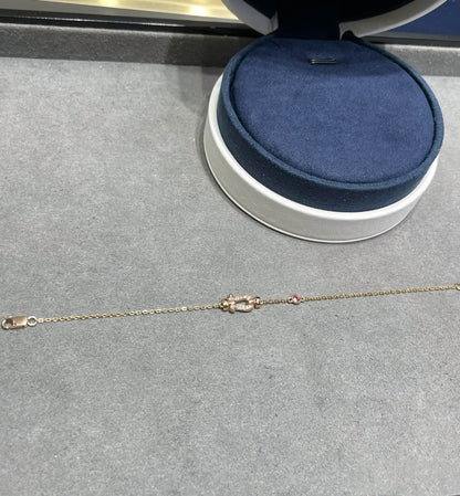 [Leaves]FORCE 10 DIAMOND CHAIN LINK PINK GOLD BRACELET