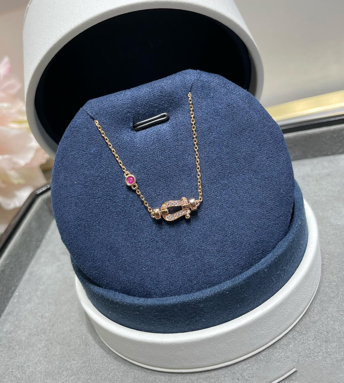 [Leaves]FORCE 10 DIAMOND CHAIN LINK PINK GOLD BRACELET