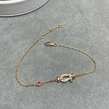 [Leaves]FORCE 10 DIAMOND CHAIN LINK PINK GOLD BRACELET
