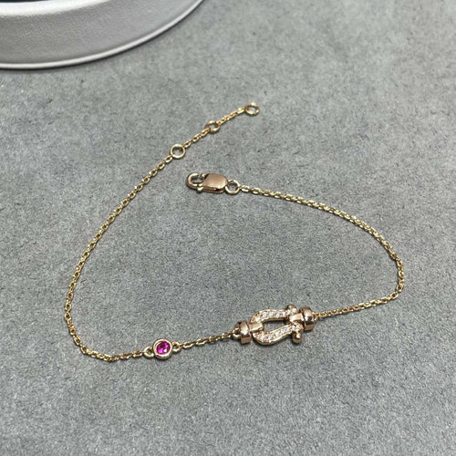 [Leaves]FORCE 10 DIAMOND CHAIN LINK PINK GOLD BRACELET
