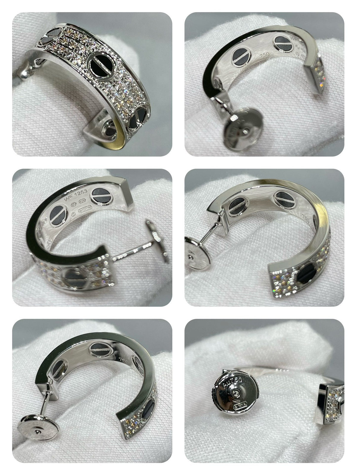 [Leaves]LOVE CERAMIC DIAMOND PAVED SILVER EARRINGS