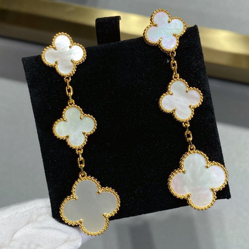 [Leaves]CLOVER MOP 3 MOTIFS GOLD EARRINGS