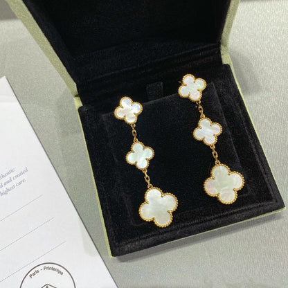 [Leaves]CLOVER MOP 3 MOTIFS GOLD EARRINGS