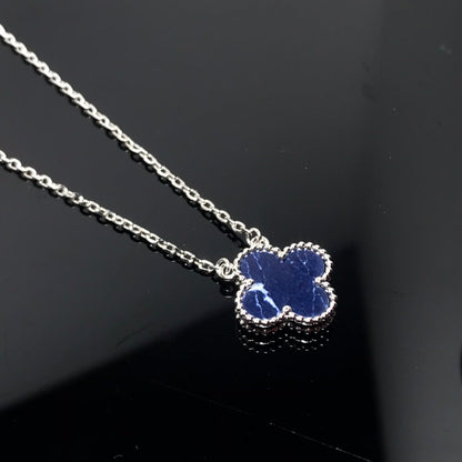 [Leaves]CLOVER PIETERSITE SILVER LONG NECKLACE