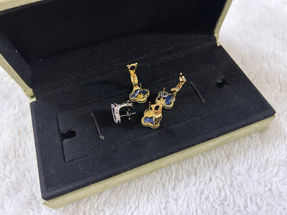 [Leaves]CLOVER PIETERSITE MEDIUM STUD EARRINGS