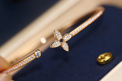 [Leaves]IDYLLE ROSE GOLD OPEN BRACELET DIAMOND PAVED