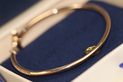 [Leaves]IDYLLE ROSE GOLD OPEN BRACELET DIAMOND PAVED