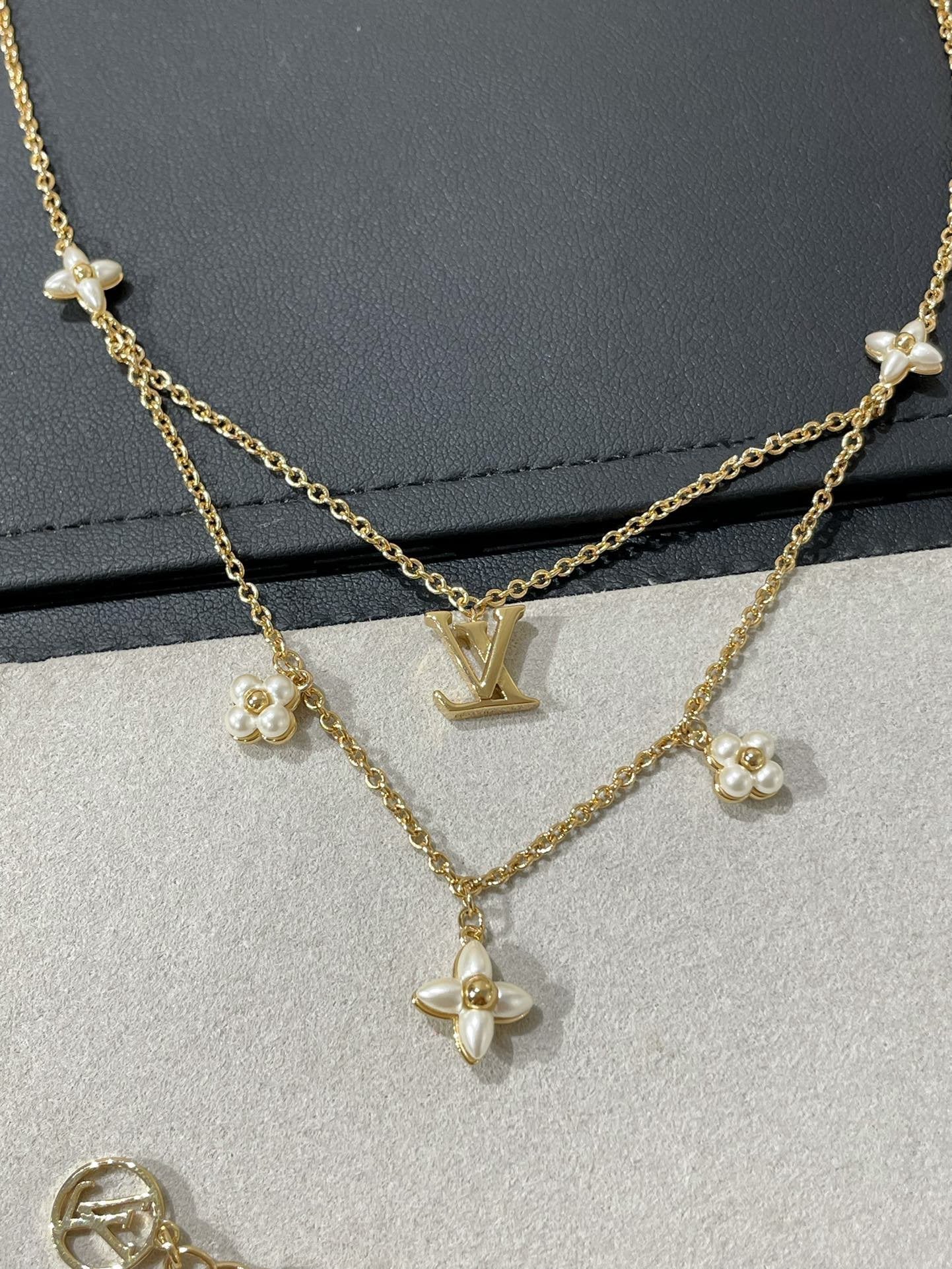 [Leaves]FLOWERGRAM GOLD MOP DOUBLE ROW NECKLACE