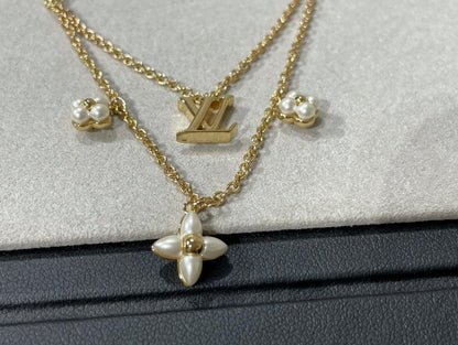 [Leaves]FLOWERGRAM GOLD MOP DOUBLE ROW NECKLACE