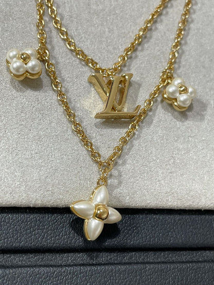 [Leaves]FLOWERGRAM GOLD MOP DOUBLE ROW NECKLACE