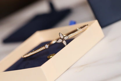 [Leaves]IDYLLE GOLD OPEN BRACELET DIAMOND PAVED