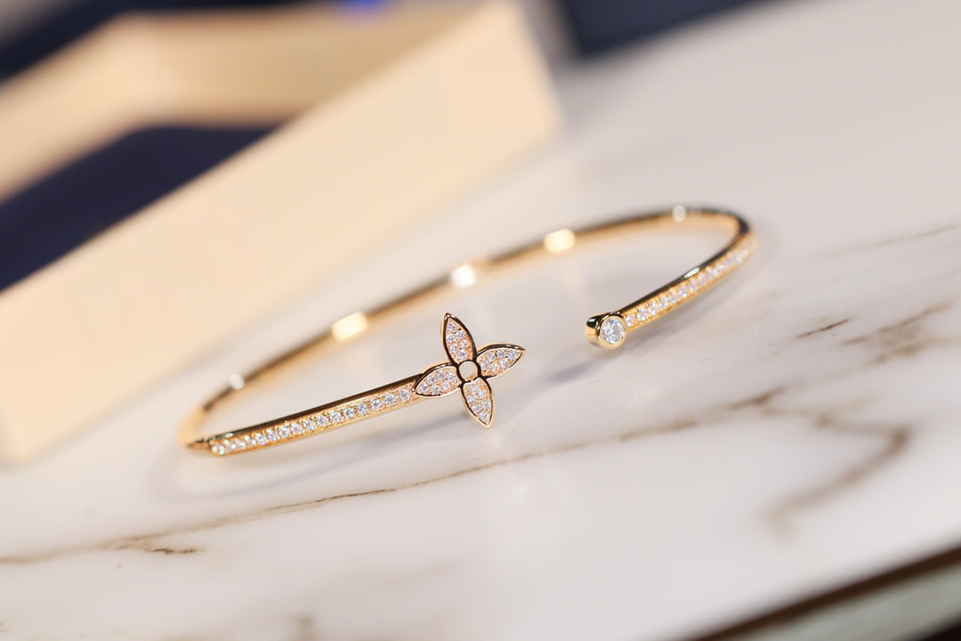 [Leaves]IDYLLE GOLD OPEN BRACELET DIAMOND PAVED