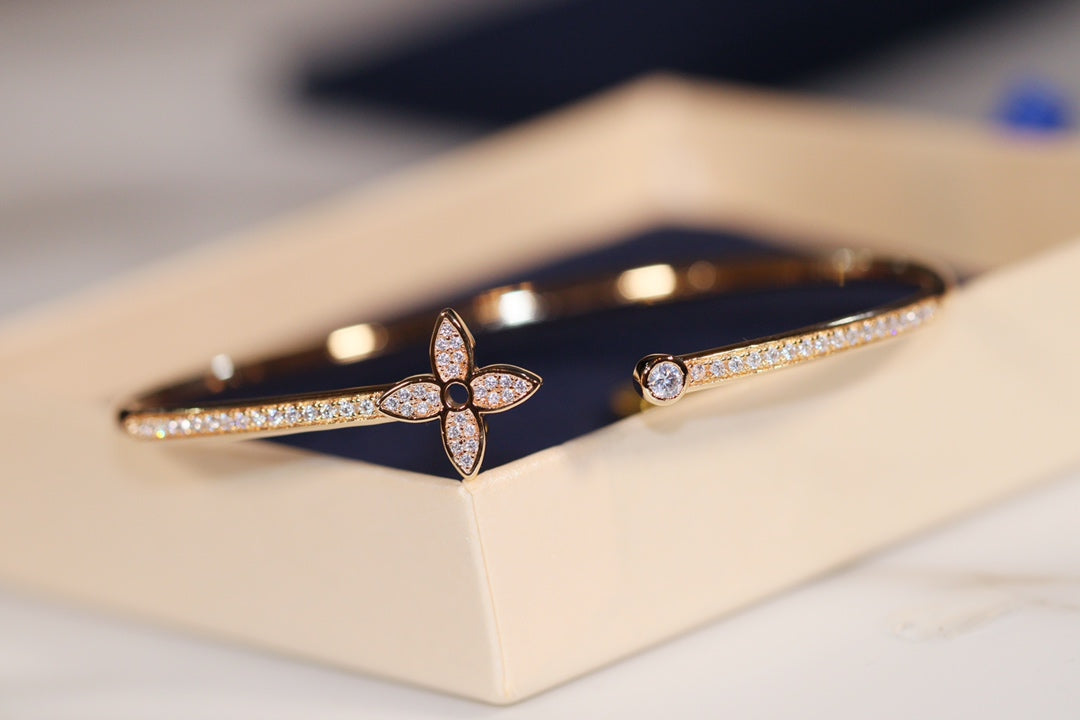 [Leaves]IDYLLE GOLD OPEN BRACELET DIAMOND PAVED