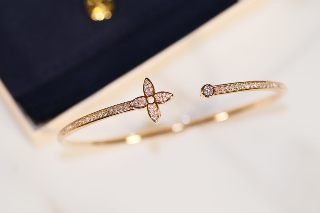 [Leaves]IDYLLE GOLD OPEN BRACELET DIAMOND PAVED