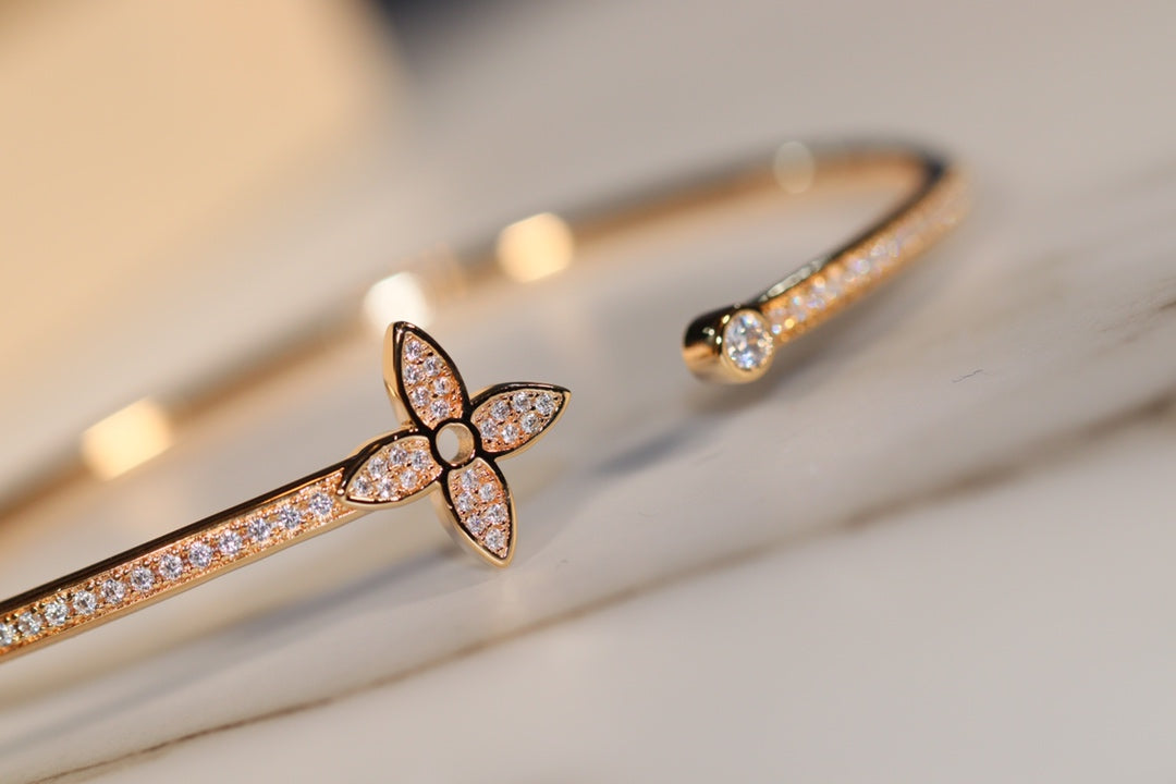 [Leaves]IDYLLE GOLD OPEN BRACELET DIAMOND PAVED