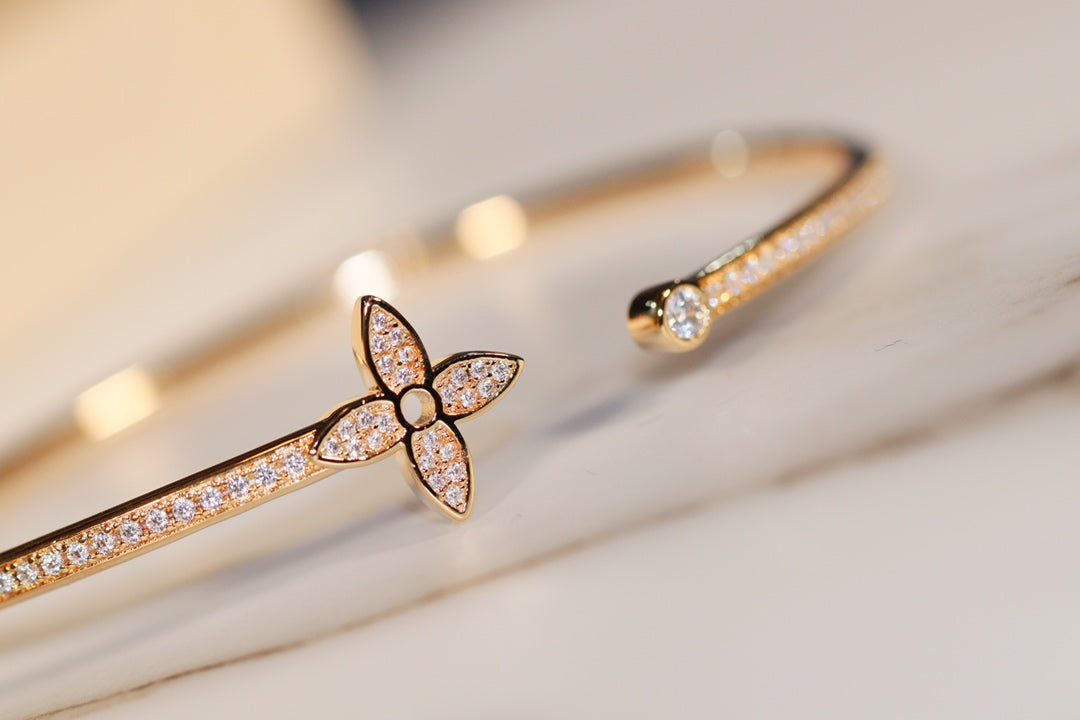 [Leaves]IDYLLE GOLD OPEN BRACELET DIAMOND PAVED