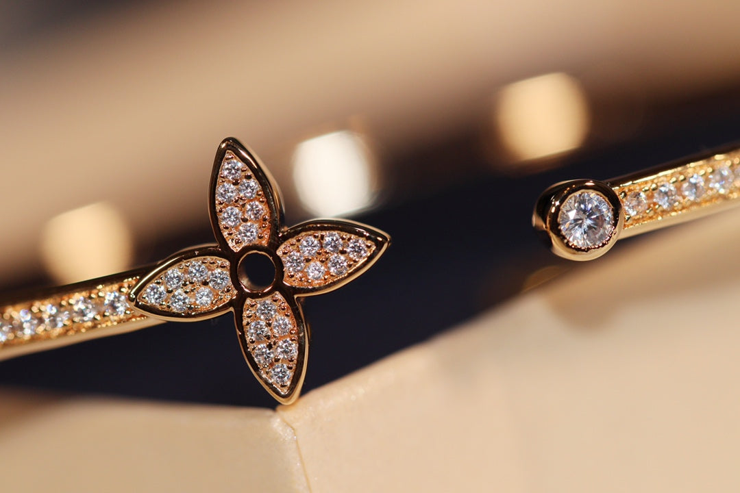 [Leaves]IDYLLE GOLD OPEN BRACELET DIAMOND PAVED