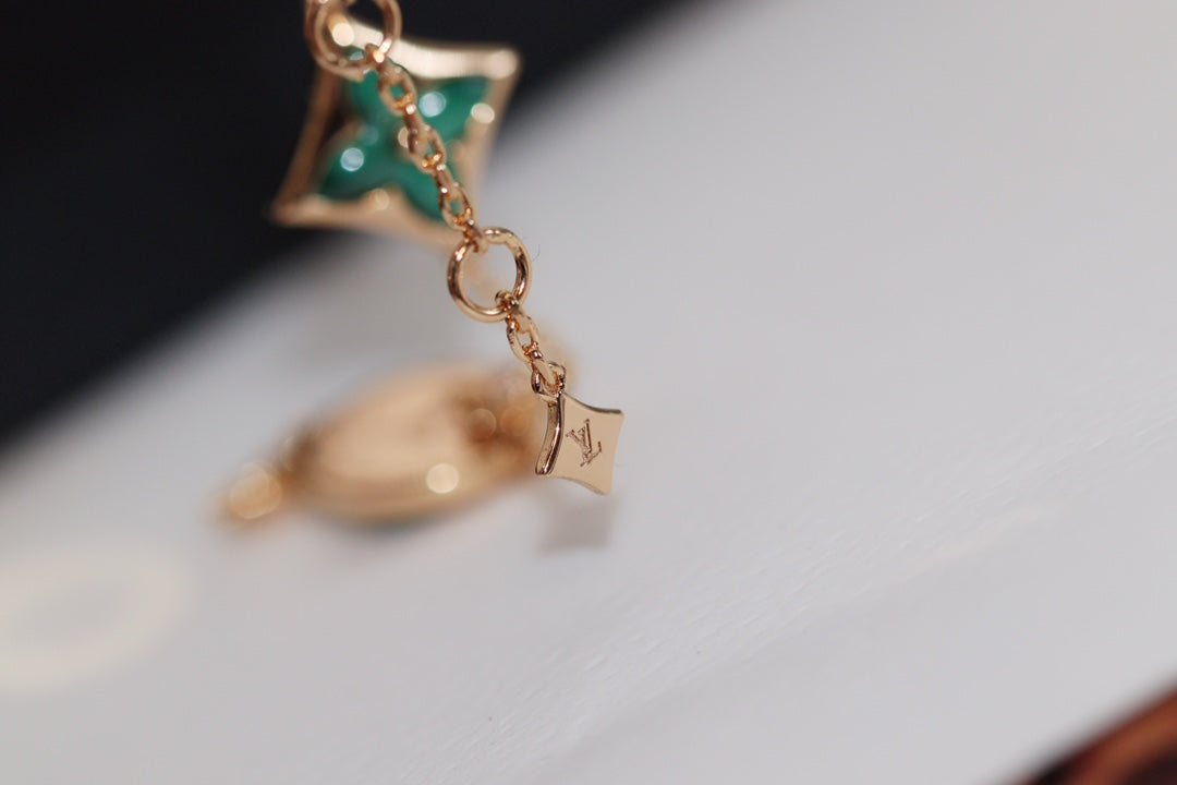 [Leaves]STAR AND SUN 4 MOTIF ROSE GOLD MALACHITE BRACELET