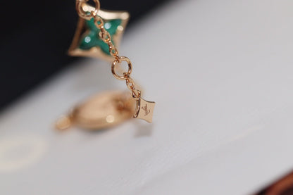 [Leaves]STAR AND SUN 4 MOTIF ROSE GOLD MALACHITE BRACELET