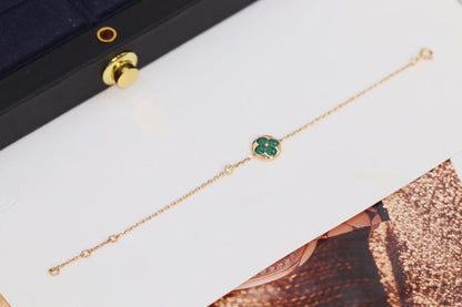 [Leaves]STAR AND SUN 4 MOTIF ROSE GOLD MALACHITE BRACELET