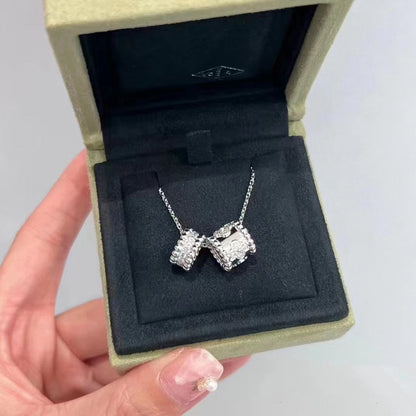 [Leaves]PERLEE DOUBLE PENDANT SILVER DIAMOND NECKLACE