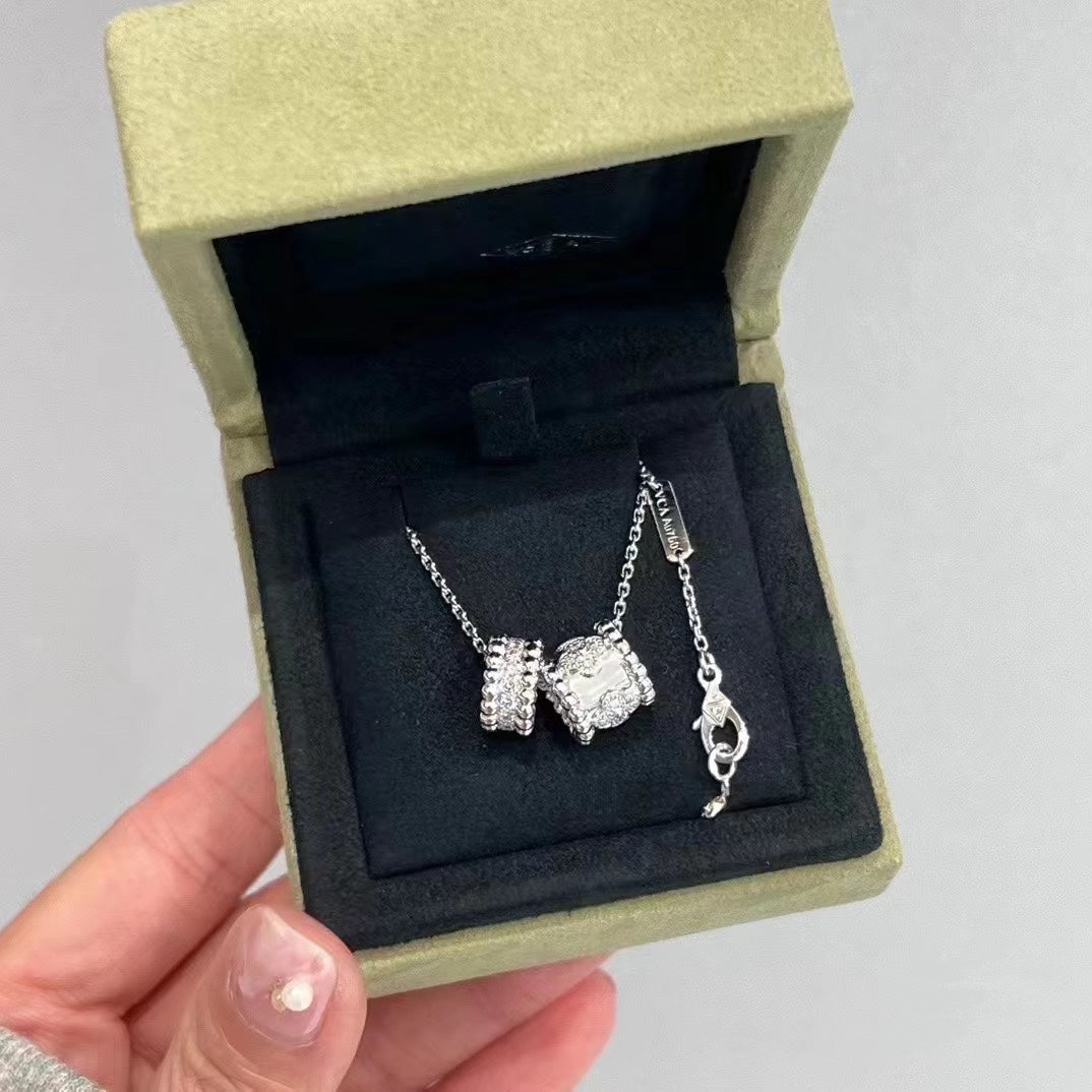 [Leaves]PERLEE DOUBLE PENDANT SILVER DIAMOND NECKLACE