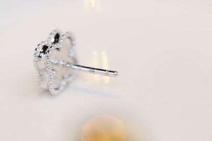 [Leaves]CLOVER MINI TURQUOISE SILVER STUD EARRINGS