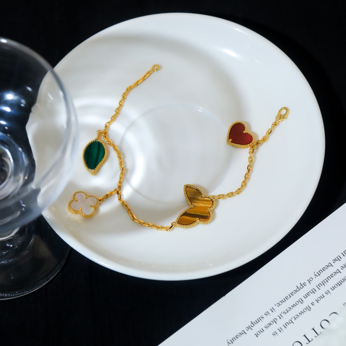 [Leaves]LUCKY SPRING 5 MOTIF GOLD BRACELET