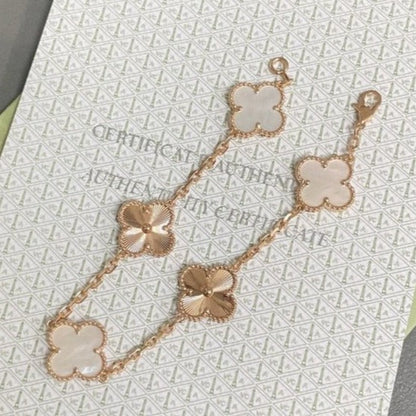 [Leaves]LUCKY CLOVER 5-MOTIF BRACELET - WHITE MOTHER-OF-PEARL COLLECTION