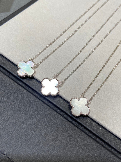 [Leaves]CLOVER MEDIUM SILVER WHITE MOP NECKLACE