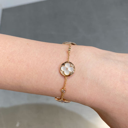 [Leaves]STAR AND SUN 4 MOTIF WHITE MOP ROSE GOLD BRACELET
