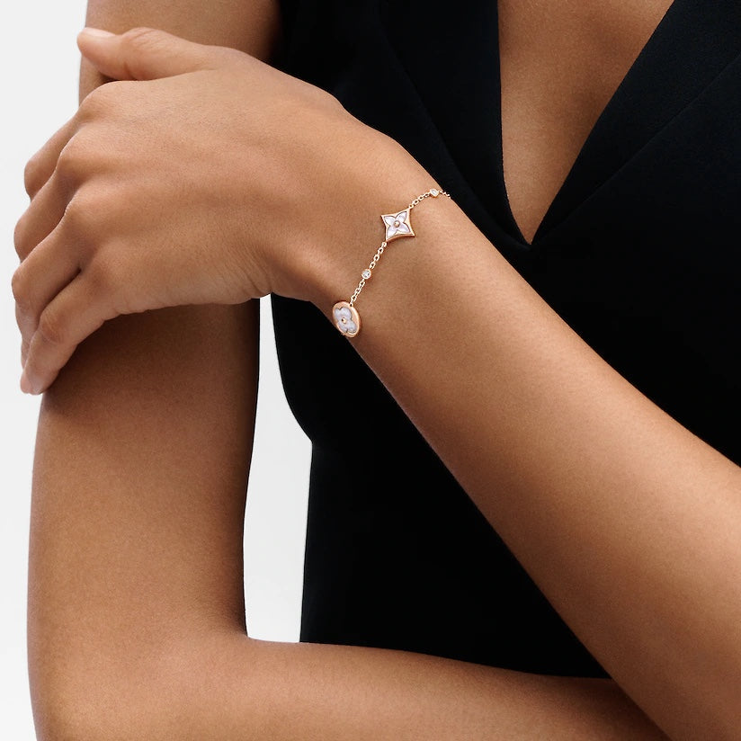 [Leaves]STAR AND SUN 4 MOTIF WHITE MOP ROSE GOLD BRACELET