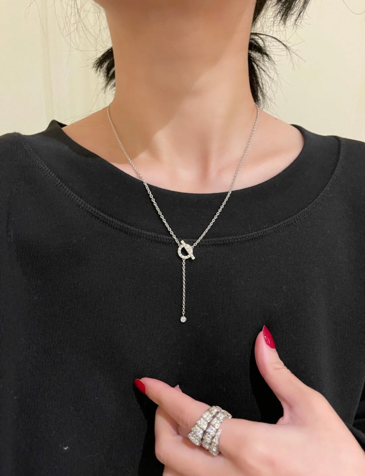 [Leaves]FINESSE SILVER DIAMOND NECKLACE