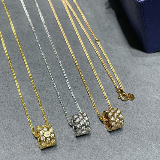 [Leaves]BEE LOVE DIAMOND PAVED 3 ROW NECKLACE