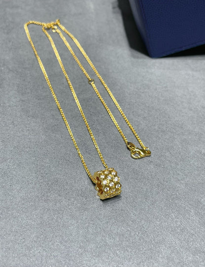 [Leaves]BEE LOVE DIAMOND PAVED 3 ROW NECKLACE