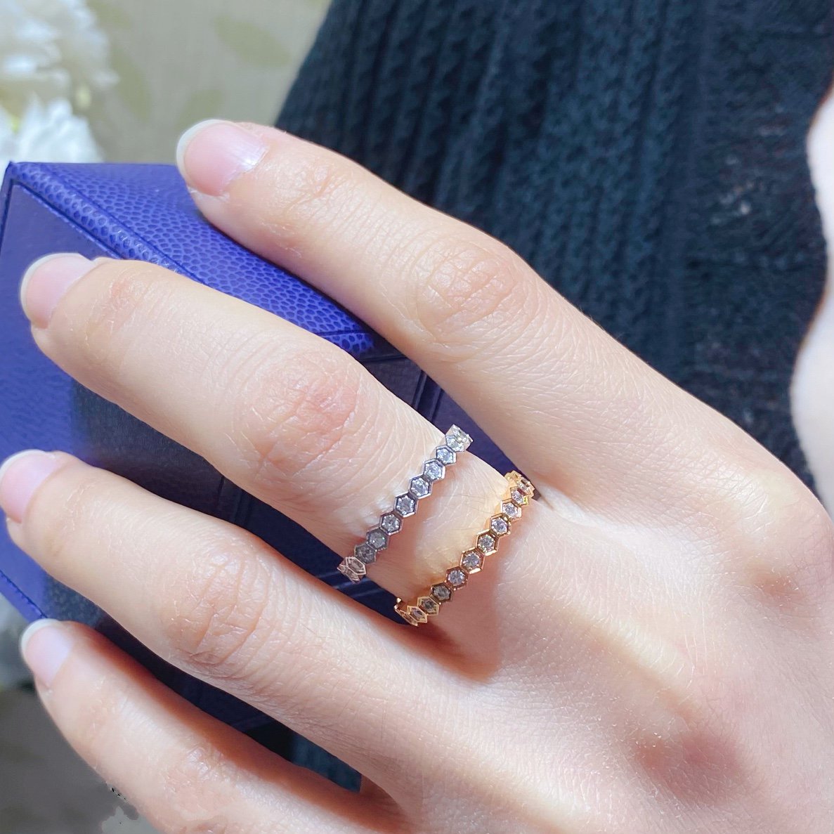 [Leaves]BEE LOVE DIAMOND PAVED SMALL RING